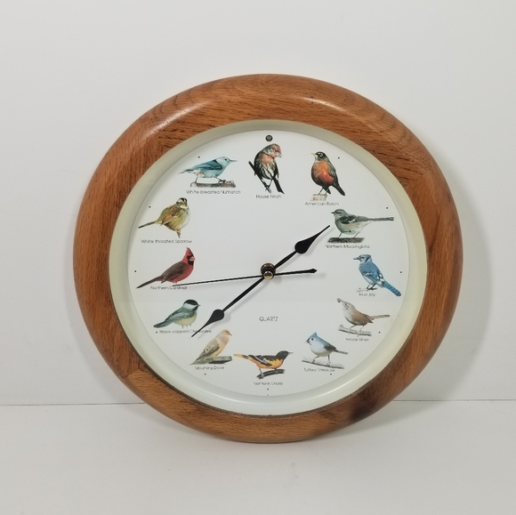 Quartz Wall Decor Vintage Quartz Wood Trim Bird Call Wall Clock